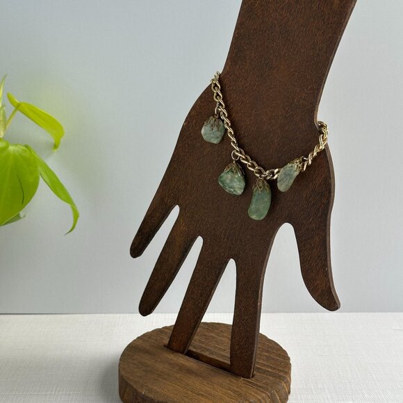 Vintage Nephrite Jade Charm Bracelet 7" - Picture 4 of 11